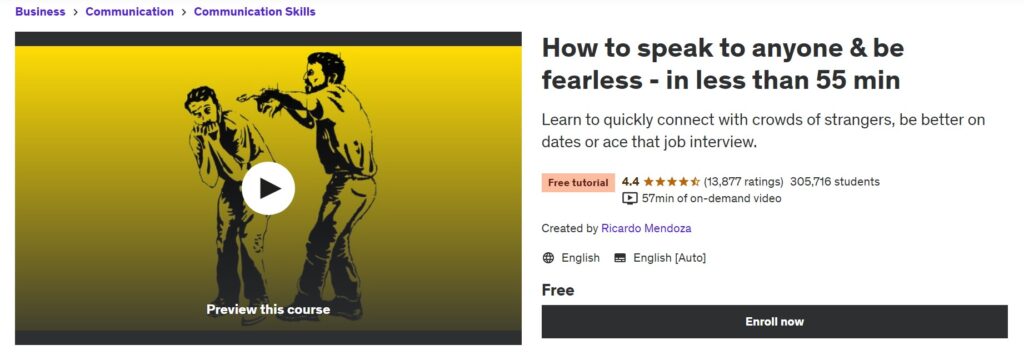 How to Speak to Anyone & Be Fearless - Udemy, presented by Ricardo Mendoza