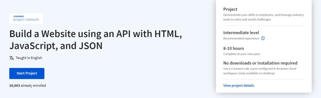 Build a Website using an API with HTML, JavaScript, and JSON - Coursera