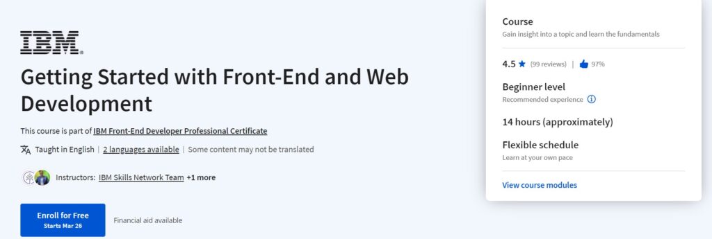 Getting Started with Front-End and Web Development - Coursera, by IBM