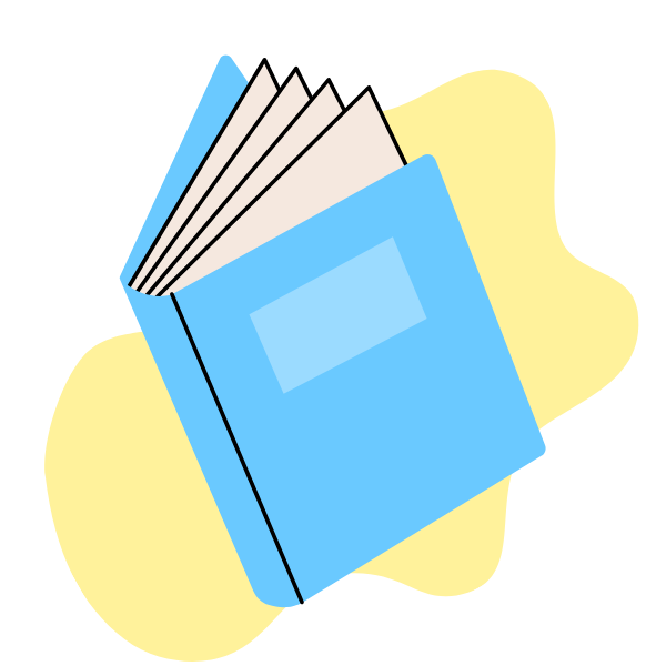 cartoon book with yellow splat behind