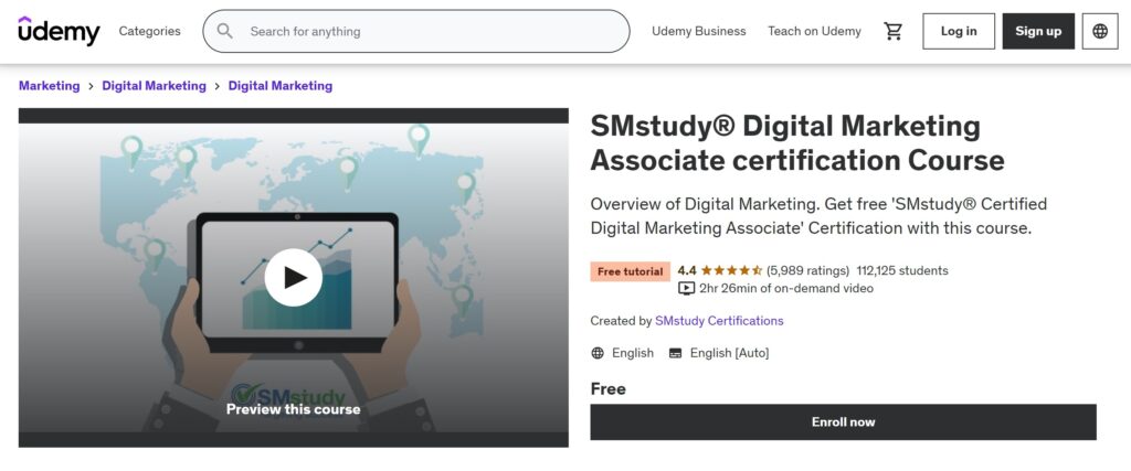 SMstudy® Digital Marketing Associate Certification Course by SMstudy Certifications, Udemy