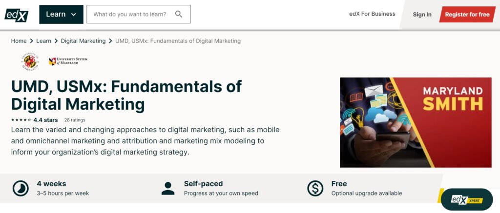 UMD Fundamentals of Digital Marketing by University of Maryland, edX